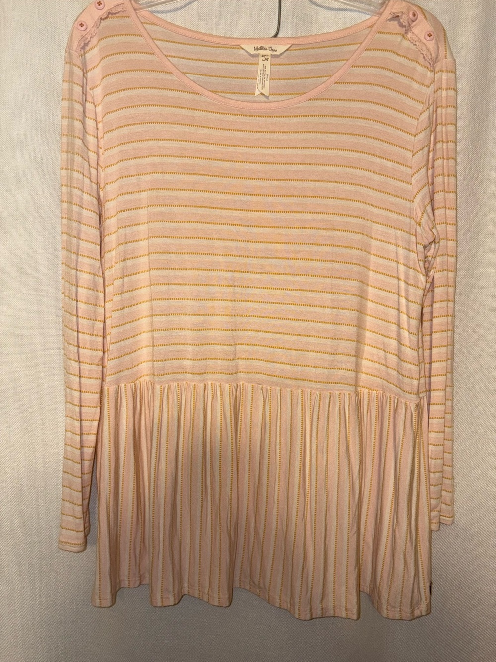 Matilda Jane Pink and Yellow Striped Peplum Top